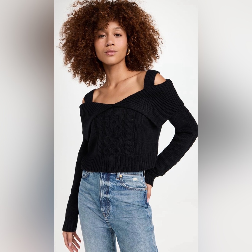 NWT - Moon River Black Off the Shoulder Sweater - Size Medium